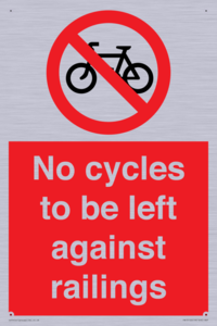 No cycles to be left against railings